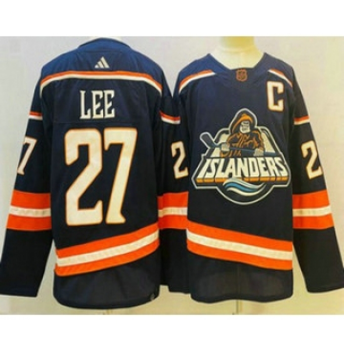Men's New York Islanders #27 Anders Lee Blue 2022 Reverse Retro Stitched Jersey