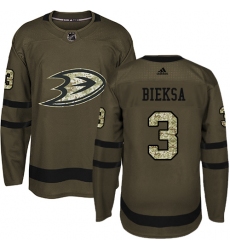 Men's Adidas Anaheim Ducks #3 Kevin Bieksa Authentic Green Salute to Service NHL Jersey