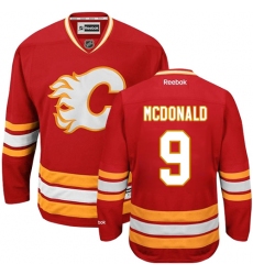 Men's Reebok Calgary Flames #9 Lanny McDonald Premier Red Third NHL Jersey