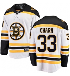 Men's Boston Bruins #33 Zdeno Chara Authentic White Away Fanatics Branded Breakaway NHL Jersey