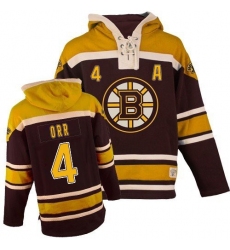 Youth Old Time Hockey Boston Bruins #4 Bobby Orr Premier Black Sawyer Hooded Sweatshirt NHL Jersey