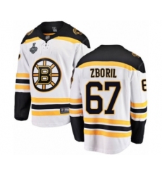 Men's Boston Bruins #67 Jakub Zboril Authentic White Away Fanatics Branded Breakaway 2019 Stanley Cup Final Bound Hockey Jersey