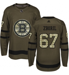 Youth Adidas Boston Bruins #67 Jakub Zboril Premier Green Salute to Service NHL Jersey