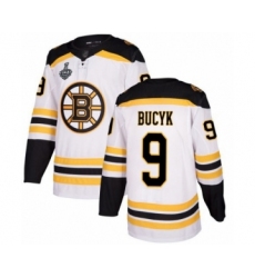 Youth Boston Bruins #9 Johnny Bucyk Authentic White Away 2019 Stanley Cup Final Bound Hockey Jersey