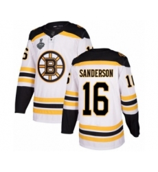 Men's Boston Bruins #16 Derek Sanderson Authentic White Away 2019 Stanley Cup Final Bound Hockey Jersey