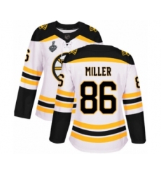 Women's Boston Bruins #86 Kevan Miller Authentic White Away 2019 Stanley Cup Final Bound Hockey Jersey
