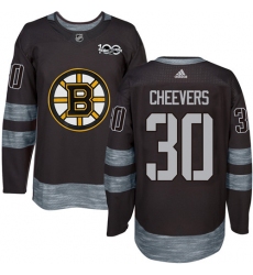 Men's Adidas Boston Bruins #30 Gerry Cheevers Premier Black 1917-2017 100th Anniversary NHL Jersey