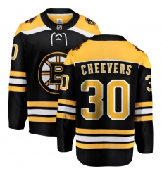 Youth Boston Bruins #30 Gerry Cheevers Authentic Black Home Fanatics Branded Breakaway NHL Jersey