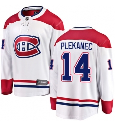 Men's Montreal Canadiens #14 Tomas Plekanec Authentic White Away Fanatics Branded Breakaway NHL Jersey
