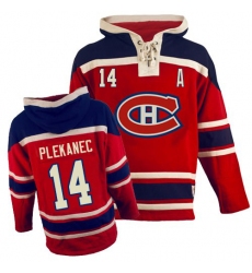 Men's Old Time Hockey Montreal Canadiens #14 Tomas Plekanec Authentic Red Sawyer Hooded Sweatshirt NHL Jersey
