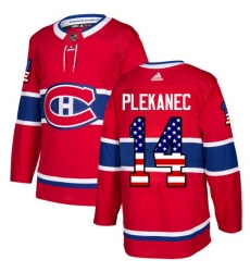 Youth Adidas Montreal Canadiens #14 Tomas Plekanec Authentic Red USA Flag Fashion NHL Jersey