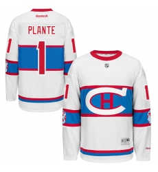 Men's Reebok Montreal Canadiens #1 Jacques Plante Authentic White 2016 Winter Classic NHL Jersey