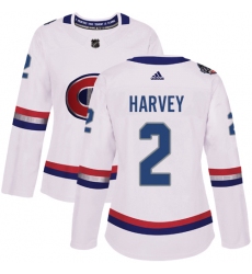 Women's Adidas Montreal Canadiens #2 Doug Harvey Authentic White 2017 100 Classic NHL Jersey