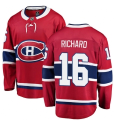 Youth Montreal Canadiens #16 Henri Richard Authentic Red Home Fanatics Branded Breakaway NHL Jersey