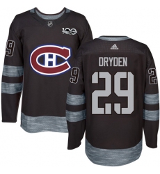 Men's Adidas Montreal Canadiens #29 Ken Dryden Authentic Black 1917-2017 100th Anniversary NHL Jersey