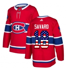 Youth Adidas Montreal Canadiens #18 Serge Savard Authentic Red USA Flag Fashion NHL Jersey