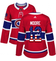 Women's Adidas Montreal Canadiens #12 Dickie Moore Authentic Red USA Flag Fashion NHL Jersey
