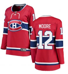 Women's Montreal Canadiens #12 Dickie Moore Authentic Red Home Fanatics Branded Breakaway NHL Jersey