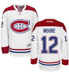 Youth Reebok Montreal Canadiens #12 Dickie Moore Authentic White Away NHL Jersey