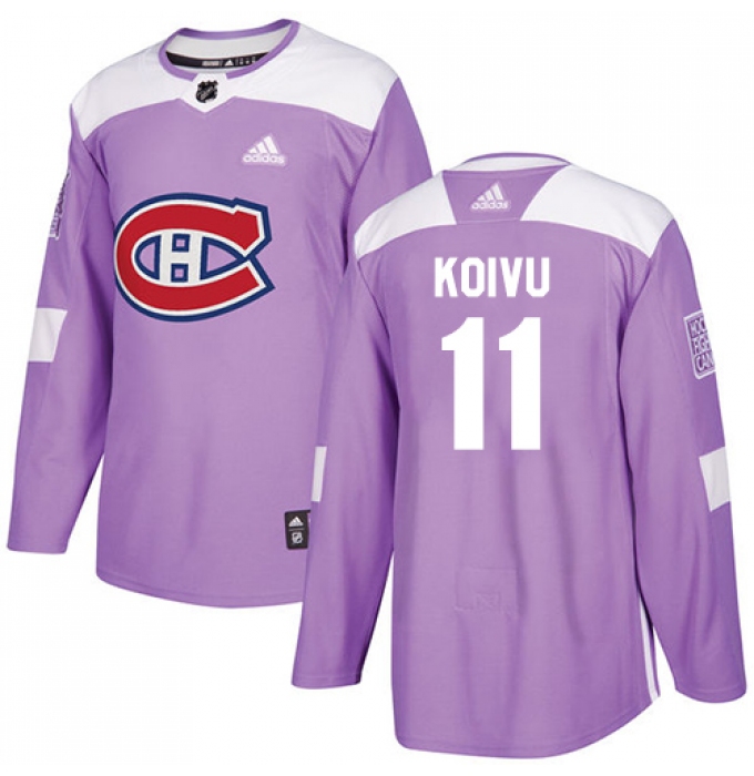 Men's Adidas Montreal Canadiens #11 Saku Koivu Authentic Purple Fights Cancer Practice NHL Jersey