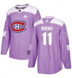 Youth Adidas Montreal Canadiens #11 Saku Koivu Authentic Purple Fights Cancer Practice NHL Jersey