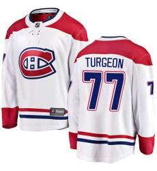Men's Montreal Canadiens #77 Pierre Turgeon Authentic White Away Fanatics Branded Breakaway NHL Jersey