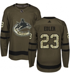 Youth Adidas Vancouver Canucks #23 Alexander Edler Premier Green Salute to Service NHL Jersey