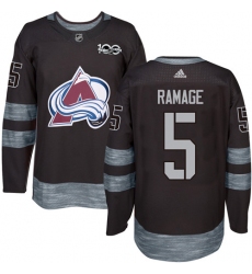 Men's Adidas Colorado Avalanche #5 Rob Ramage Premier Black 1917-2017 100th Anniversary NHL Jersey