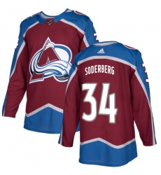 Men's Adidas Colorado Avalanche #34 Carl Soderberg Premier Burgundy Red Home NHL Jersey