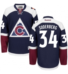 Youth Reebok Colorado Avalanche #34 Carl Soderberg Premier Blue Third NHL Jersey