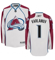 Youth Reebok Colorado Avalanche #1 Semyon Varlamov Authentic White Away NHL Jersey