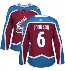 Women's Adidas Colorado Avalanche #6 Erik Johnson Authentic Burgundy Red Home NHL Jersey