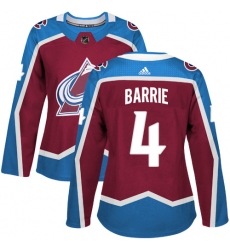 Women's Adidas Colorado Avalanche #4 Tyson Barrie Premier Burgundy Red Home NHL Jersey