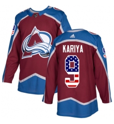 Youth Adidas Colorado Avalanche #9 Paul Kariya Authentic Burgundy Red USA Flag Fashion NHL Jersey