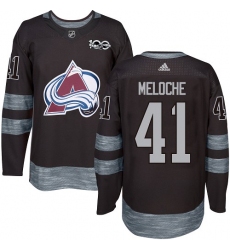 Men's Adidas Colorado Avalanche #41 Nicolas Meloche Premier Black 1917-2017 100th Anniversary NHL Jersey