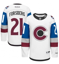 Men's Reebok Colorado Avalanche #21 Peter Forsberg Premier White 2016 Stadium Series NHL Jersey