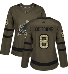 Women's Adidas Colorado Avalanche #8 Joe Colborne Authentic Green Salute to Service NHL Jersey