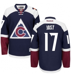 Men's Reebok Colorado Avalanche #17 Tyson Jost Premier Blue Third NHL Jersey
