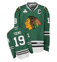 Men's Reebok Chicago Blackhawks #19 Jonathan Toews Premier Green NHL Jersey