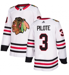 Men's Adidas Chicago Blackhawks #3 Pierre Pilote Authentic White Away NHL Jersey