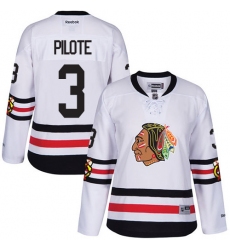Women's Reebok Chicago Blackhawks #3 Pierre Pilote Authentic White 2017 Winter Classic NHL Jersey