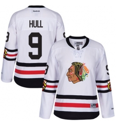 Women's Reebok Chicago Blackhawks #9 Bobby Hull Premier White 2017 Winter Classic NHL Jersey