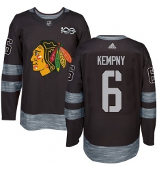 Men's Adidas Chicago Blackhawks #6 Michal Kempny Authentic Black 1917-2017 100th Anniversary NHL Jersey