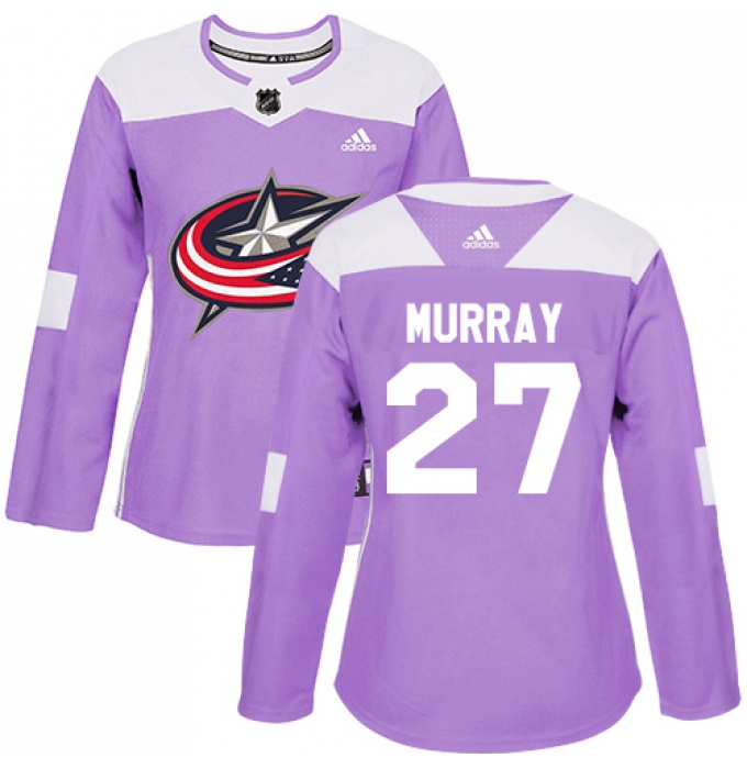 Women's Adidas Columbus Blue Jackets #27 Ryan Murray Authentic Purple Fights Cancer Practice NHL Jersey