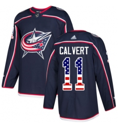 Men's Adidas Columbus Blue Jackets #11 Matt Calvert Authentic Navy Blue USA Flag Fashion NHL Jersey