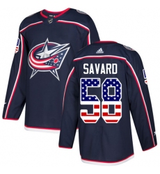 Men's Adidas Columbus Blue Jackets #58 David Savard Authentic Navy Blue USA Flag Fashion NHL Jersey