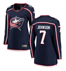 Women's Columbus Blue Jackets #7 Jack Johnson Fanatics Branded Navy Blue Home Breakaway NHL Jersey