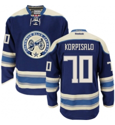 Men's Reebok Columbus Blue Jackets #70 Joonas Korpisalo Premier Navy Blue Third NHL Jersey