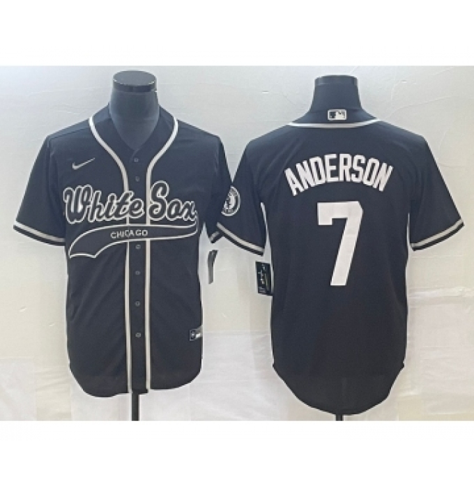Men's Chicago White Sox #7 Tim Anderson Black Cool Base Stitched Baseball Jersey 1