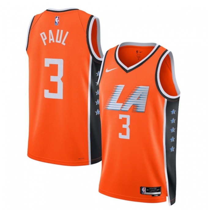 Men's Los Angeles Clippers #3 Chris Paul Orange 2025-26 City Edition Swingman Stitched Jersey